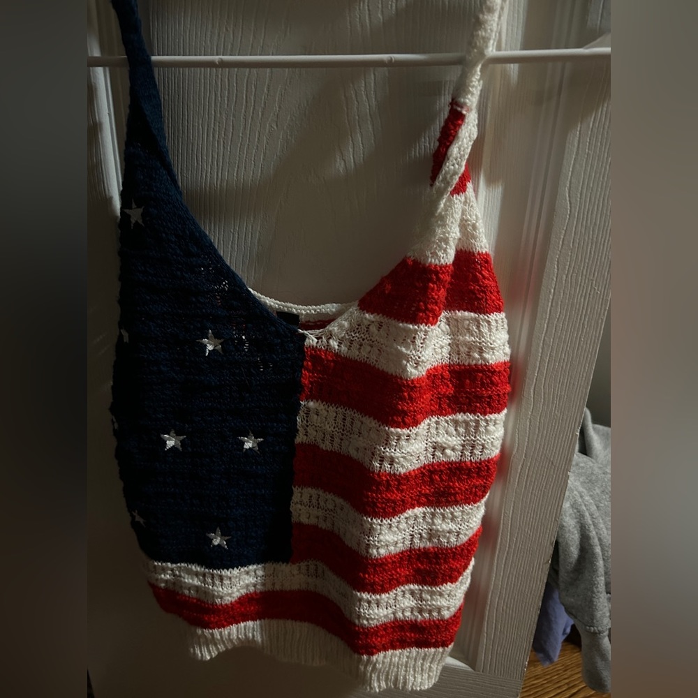 Francesca’s knit USA flag tank top